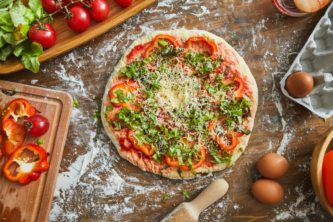 homemade pizza with vegetables jpg
