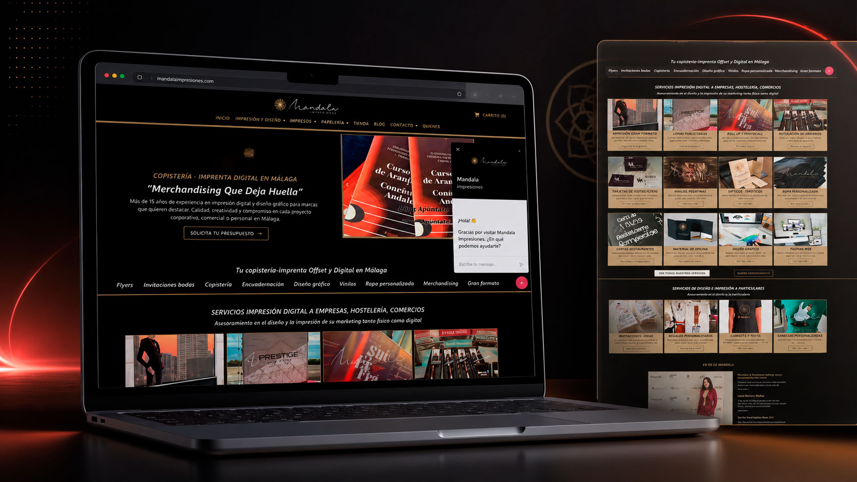 Web de Mandala Impresiones, caso real de SEO local y marketing digital en Málaga